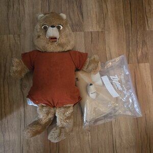 Vintage Teddy Ruxpin Brown Outfit Removable Vest 18" Non Working For Parts